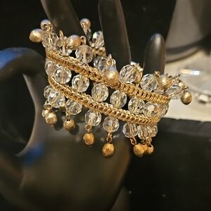 Napier Vintage Gold and Clear Bead Multi-Row Bracelet